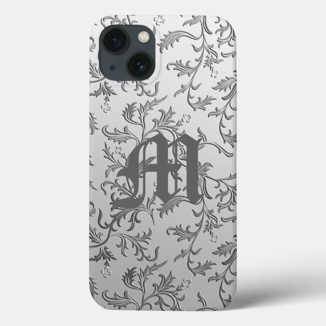 Elegant silver brocade Case-Mate iPhone case (Back)