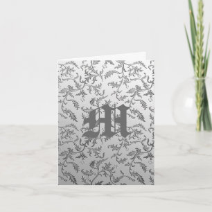 Elegant silver brocade note card