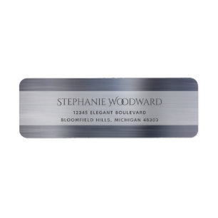Elegant Silver Brushed Metallic Return Address Return Address Label