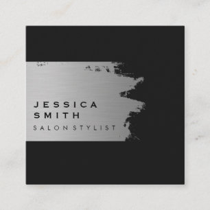 Elegant Silver Brushed Square Business Card