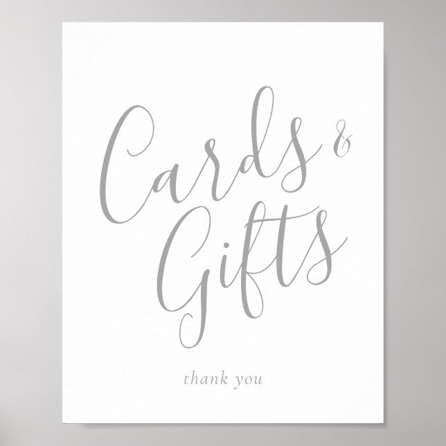 Elegant Silver Calligraphy Cards and Gifts Sign (Front)