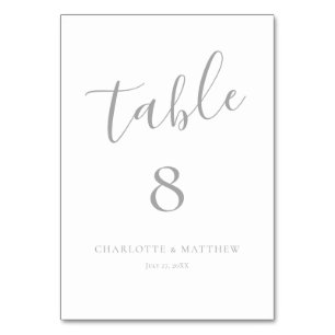 Elegant Silver Calligraphy Table Number