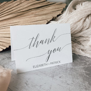 Elegant Silver Calligraphy Thank You Card