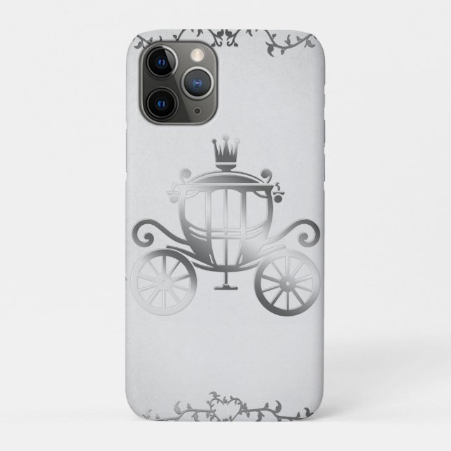 Elegant Silver Carriage Storybook White Princess Case-Mate iPhone Case (Back)