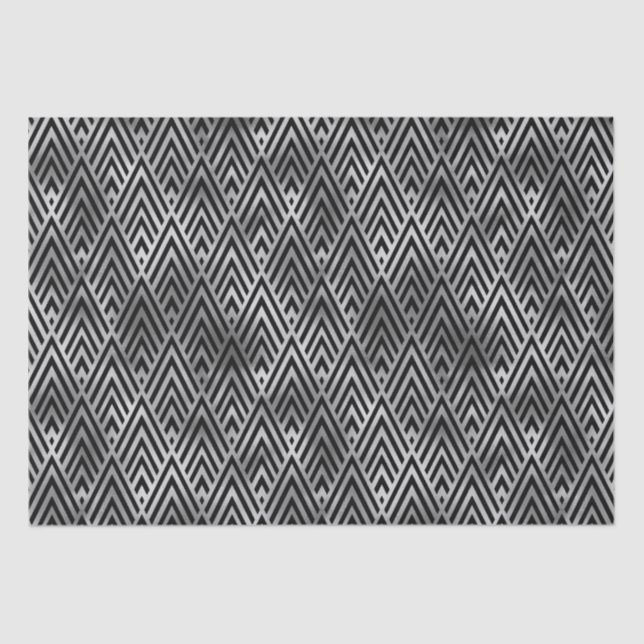 Elegant Silver Chevron Diamond Art Deco Pattern Tissue Paper (Front)