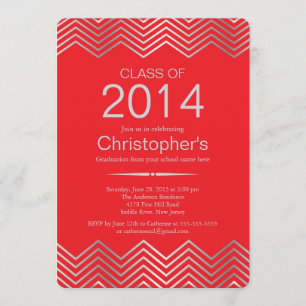 Elegant Silver Chevron Graduation Party Invitation