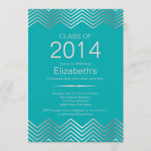 Elegant Silver Chevron Graduation Party Invitation