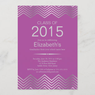 Elegant Silver Chevron Graduation Party Invitation