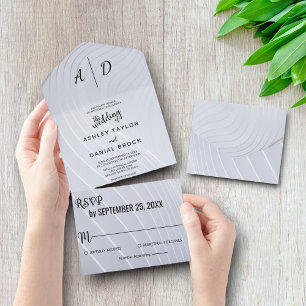 Elegant silver chic All in One Wedding Invite