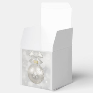 Elegant Silver Christmas Ball on Bokeh Lights Favour Box