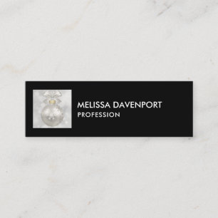Elegant Silver Christmas Ball on Bokeh Lights Mini Business Card