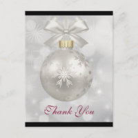 Elegant Silver Christmas Ball Thank You