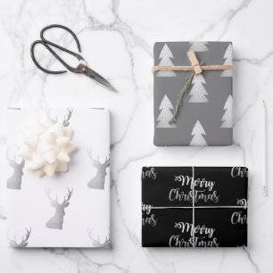Elegant silver Christmas patterns  Wrapping Paper Sheet