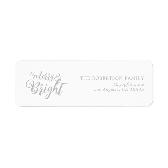 Elegant Silver Christmas Return Address Label (Front)