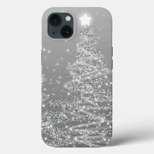Elegant Silver Christmas Sparkling Trees iPhone 13 Case