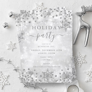 Elegant Silver Christmas Winter Company Holiday  Invitation