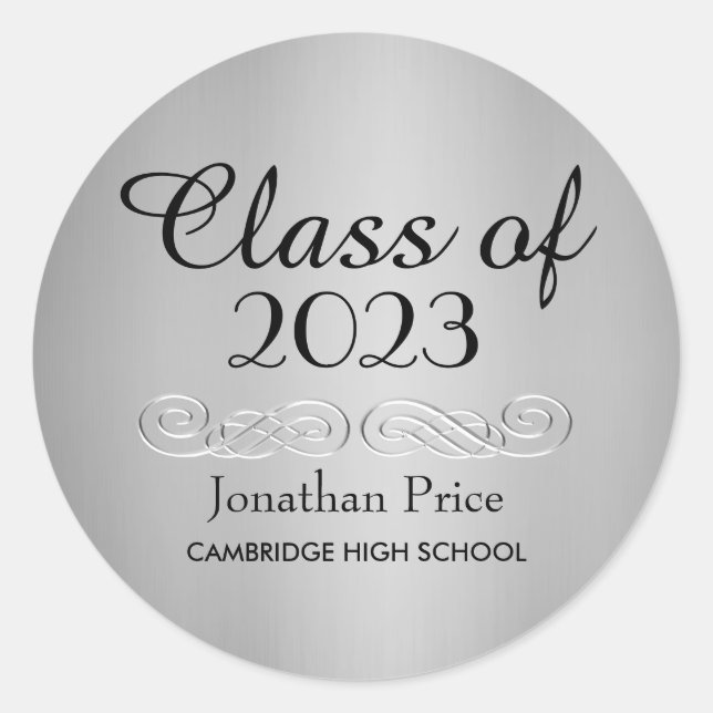 Elegant Silver Class of Graduation Envelope Seals (Front)
