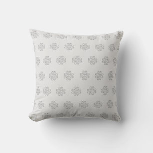 Elegant Silver Clover Pattern on Light Grey Cushion