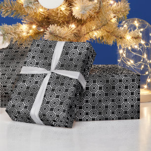 Elegant Silver Concentric Circle Art Deco Wrapping Paper