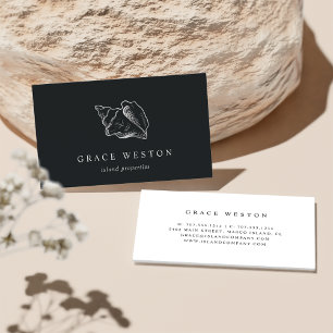 Elegant Silver Conch Shell Business Card