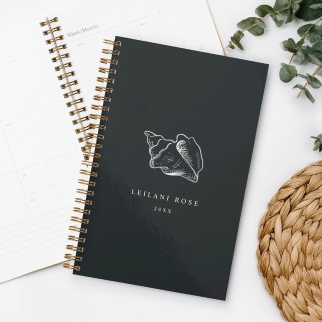 Elegant Silver Conch Shell Personalised Planner (Creator Uploaded)