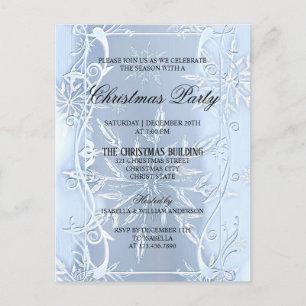 Elegant Silver Crystal Christmas Invitation Postcard