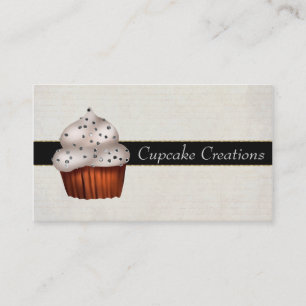 Elegant Silver Cupcake Bakery Business Card with s
