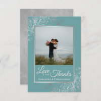 Elegant Silver Curls on Teal Love & Thanks Wedding