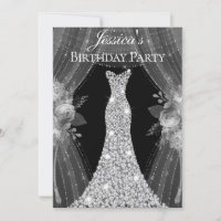 Elegant Silver Curtains Dress Birthday Party