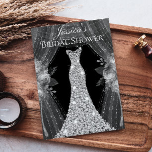 Elegant Silver Curtains Dress Bridal Shower Invite