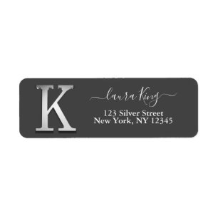 Elegant Silver Custom Monogram K Name Return Address Label