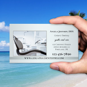 Elegant Silver Custom Photo Dentist Business Card