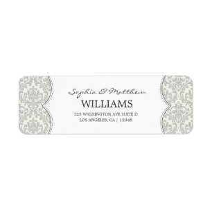 ELEGANT SILVER DAMASK ADDRESS LABELS