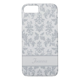 Elegant Silver Damask Customised iPhone 7 Case