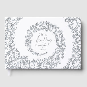 Elegant Silver Damask Wedding Guest Book