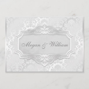 Elegant Silver Damask Wedding Invitation