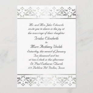 Elegant Silver damask Wedding Invitation