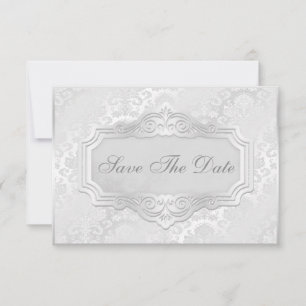 Elegant Silver Damask Wedding Save The Date