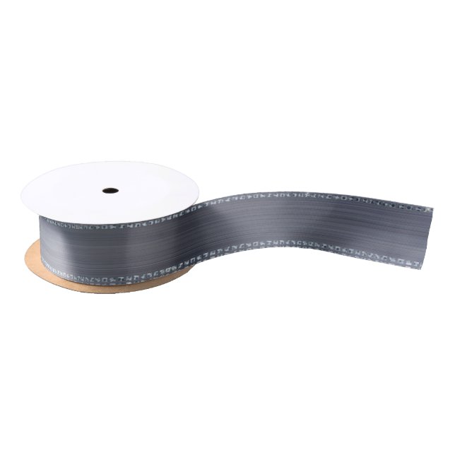 Elegant Silver Diamond and Brushed Metal Glitter Satin Ribbon (Spool)