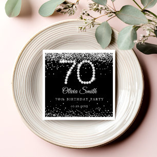 Elegant Silver Diamonds 70th Birthday Party Napkin