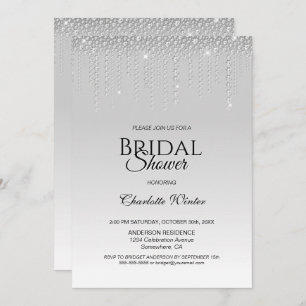 Elegant Silver Diamonds Bridal Shower Invitation
