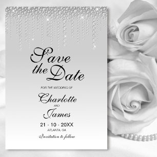 Elegant Silver Diamonds Wedding Save the Date