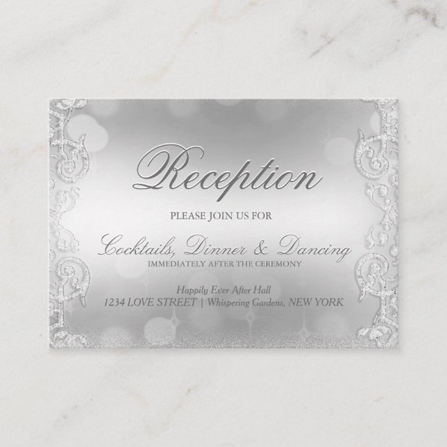 Elegant Silver Faux Foil Enclosure Card (Front)