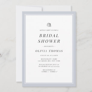 Elegant Silver Floral minimalist bridal shower Invitation