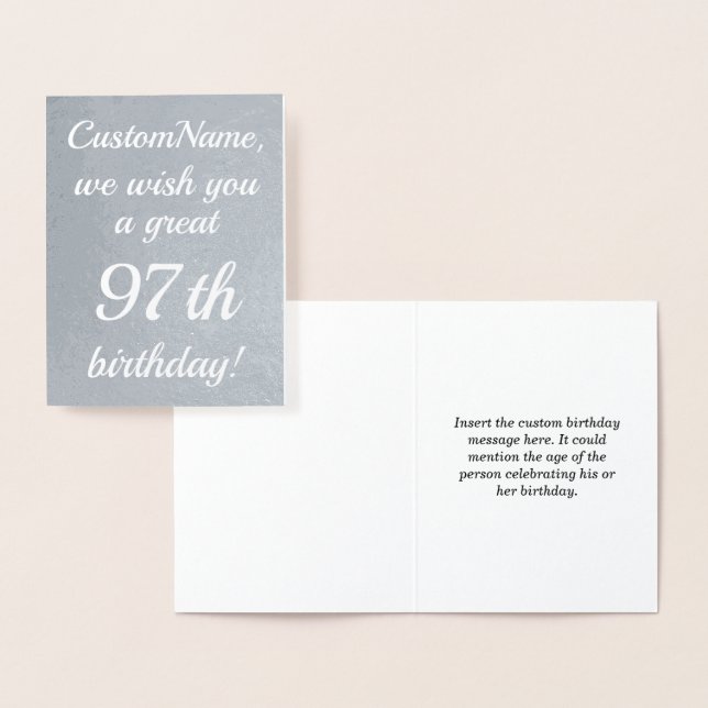Elegant Silver Foil 97th Birthday Greeting Card (Display)