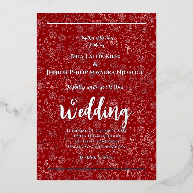 Elegant Silver Foil Floral Photo  (Front)