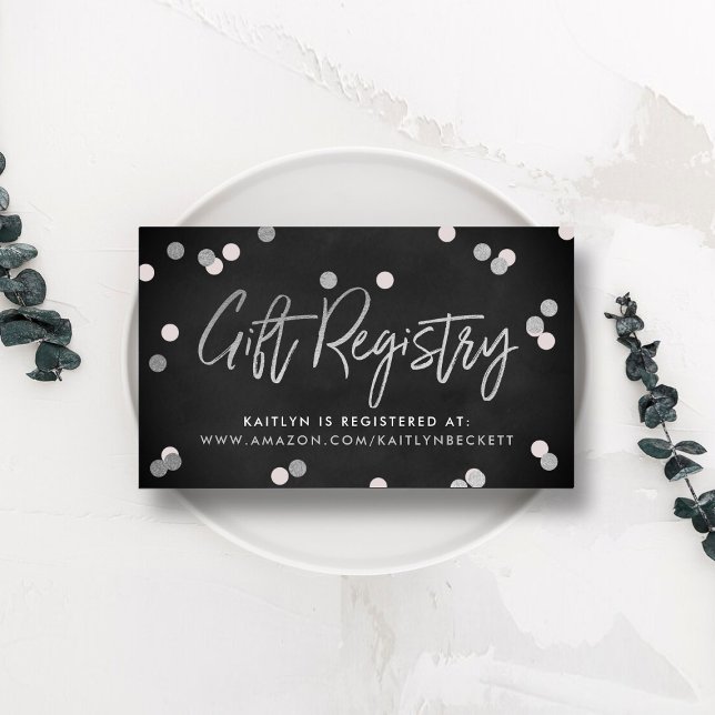 Elegant Silver Foil Gift Registry Wedding Enclosure Card (Creator Uploaded)