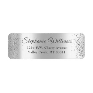 Elegant Silver Foil Glitter Sparkle Wedding Return Address Label