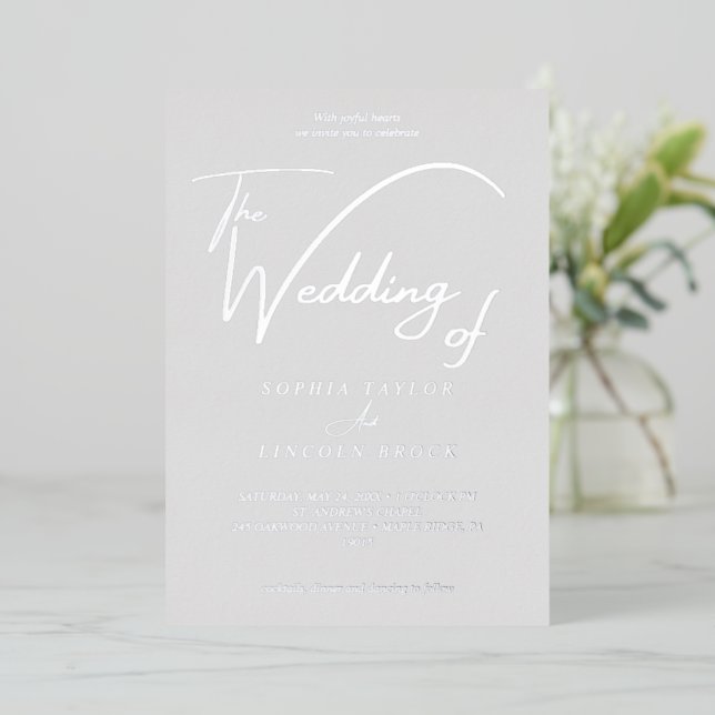 Elegant Silver Foil Grey Flourish Wedding  (Standing Front)