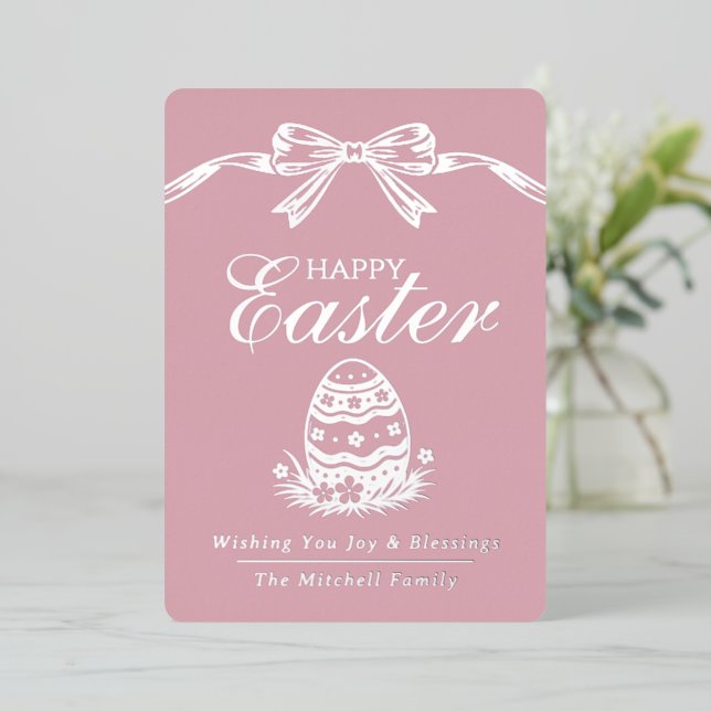 Elegant Silver Foil Happy Easter Blessings Card (Standing Front)